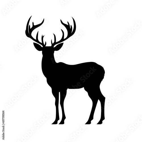 Vector silhouette of deer on white background. Deer Vector PNG, photo