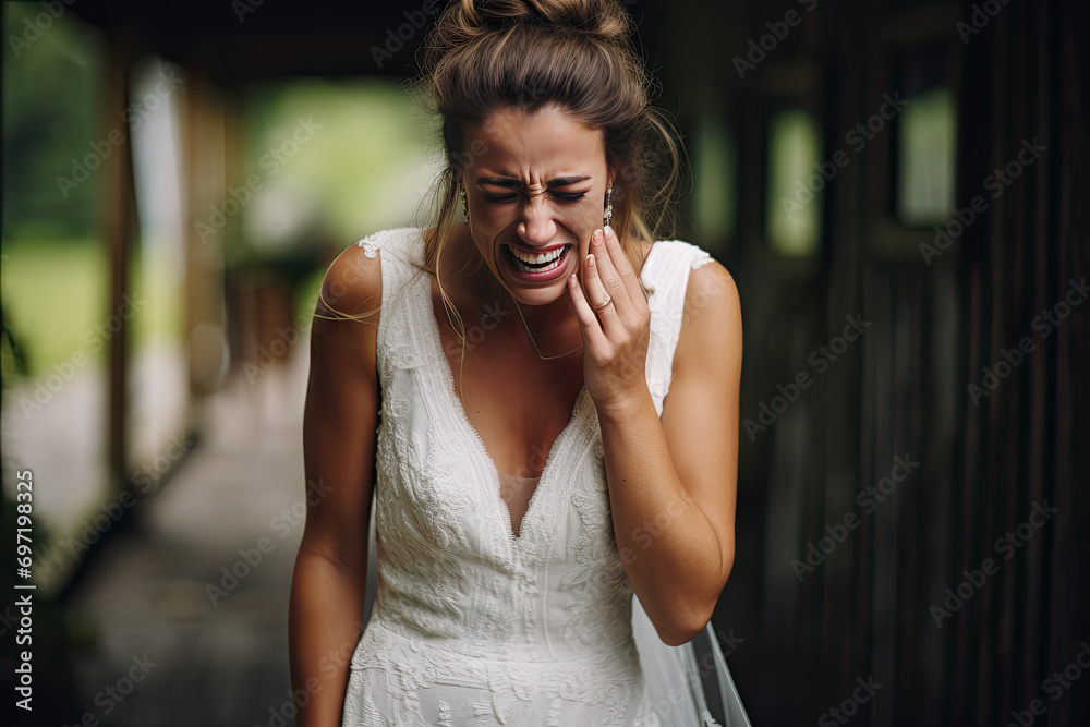 Abandoned bride. crying woman