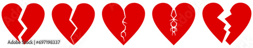 Heart Broken icon set. broken heart icon separated symbols