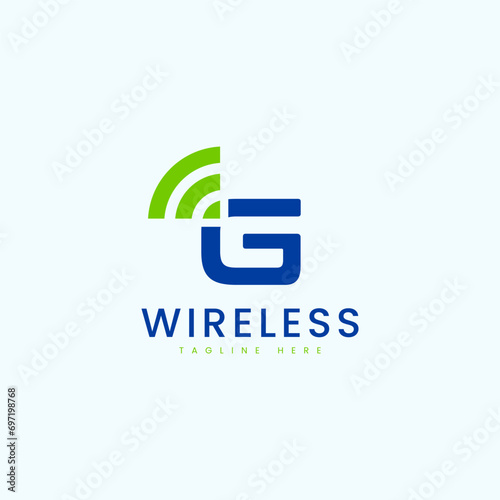 Modern Letter G Wireless Logo Design Vector Image