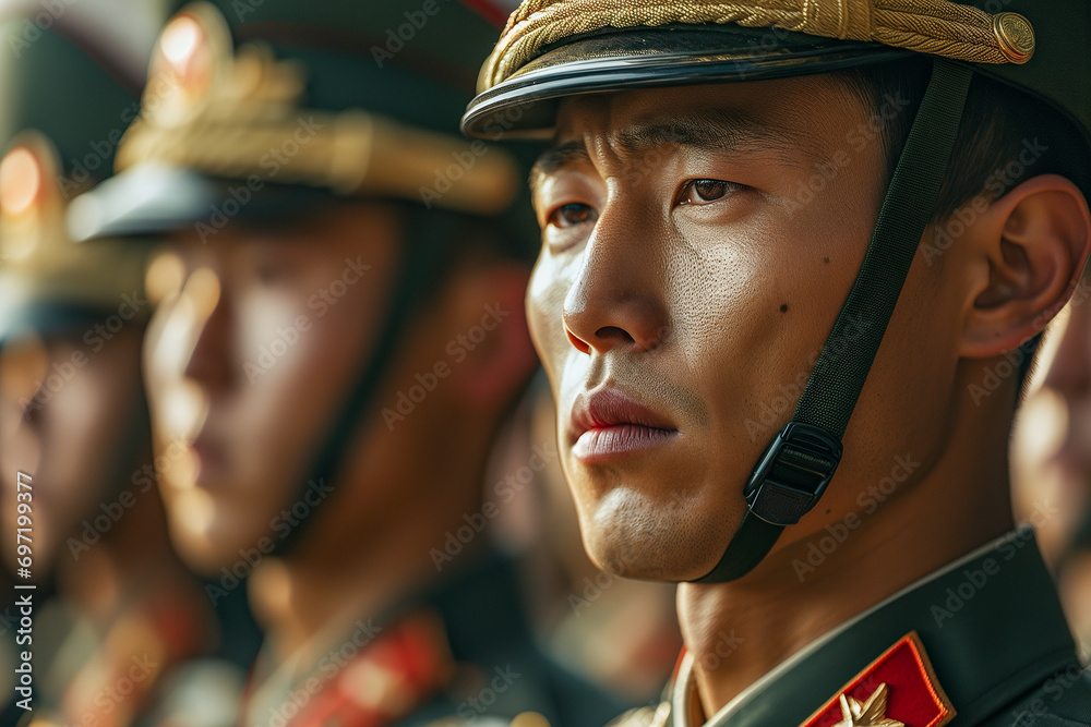 Portrait of an Asian military man in uniform - obrazy, fototapety, plakaty 