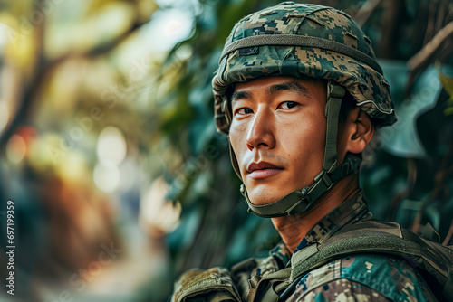 Portrait of an Asian military man photo
