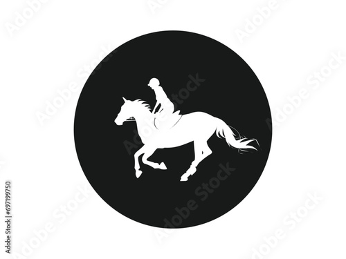 horseman vector logo, black and white circle design, eps 10.