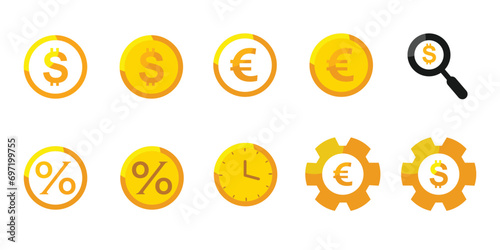 vector gold coin with dollar symbol, simple design for graphic and digital needs, eps 10 format photo