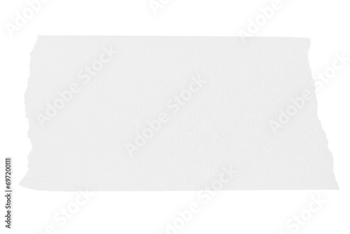 A piece of white paper tape on a blank background.