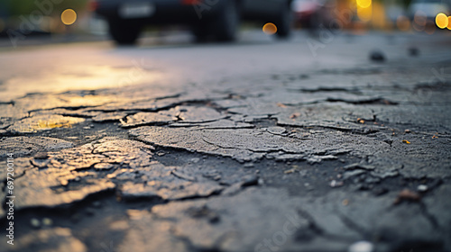 The road surface is cracked, generative AI