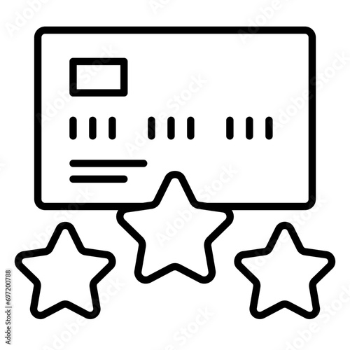 Credit score or rating icon with credit card and stars