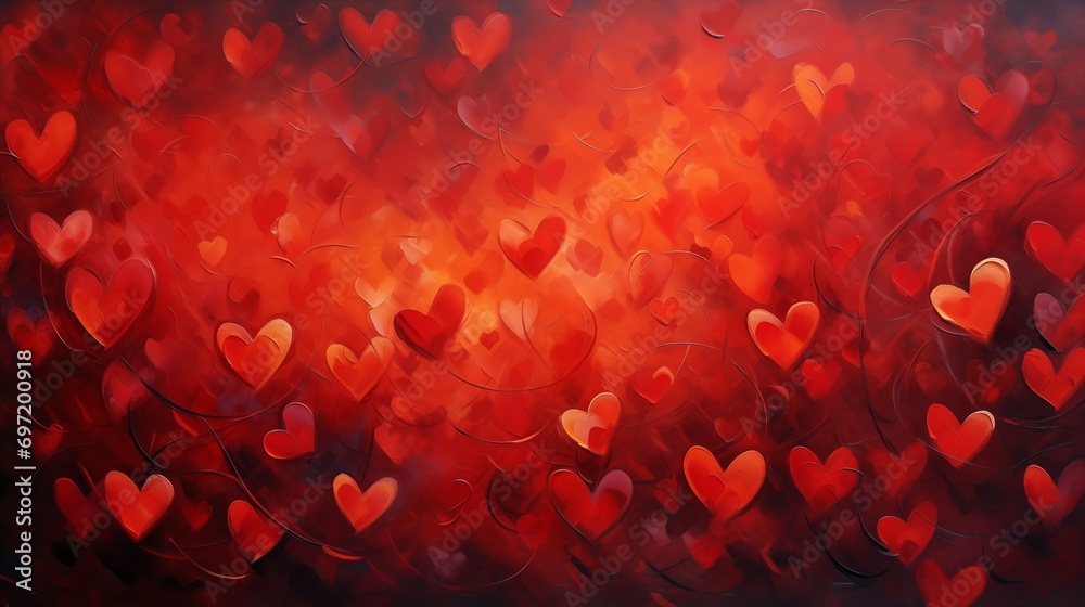 Vibrant Valentine's Day: Swirling Red Hearts Dance in Celebration