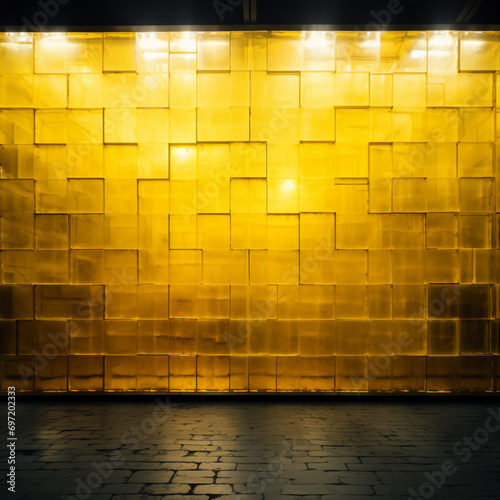Fotografia con detalle de estancia con pared de acabado dorado y suelo de tonos oscuros photo