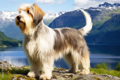 Small Vendeen Basset Griffon purebred beautiful breed of dog, background nature photo