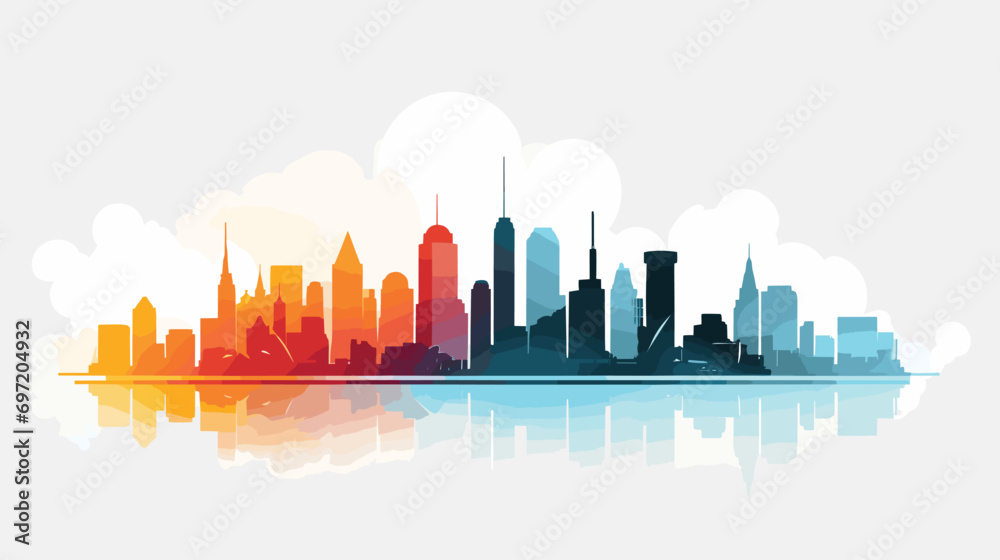  creative illustration city skyline with sleek silhouettes. Vector illustration  - obrazy, fototapety, plakaty 