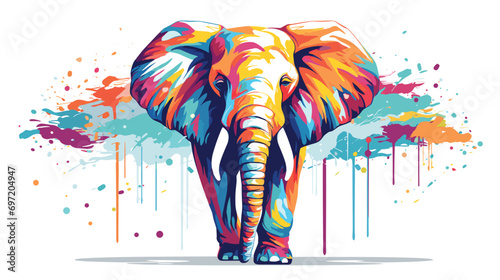  elephant colorful splash. Vector illustration 