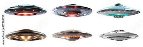 Obraz na płótnie Set of UFOs isolated on a transparent or white background. w salonie