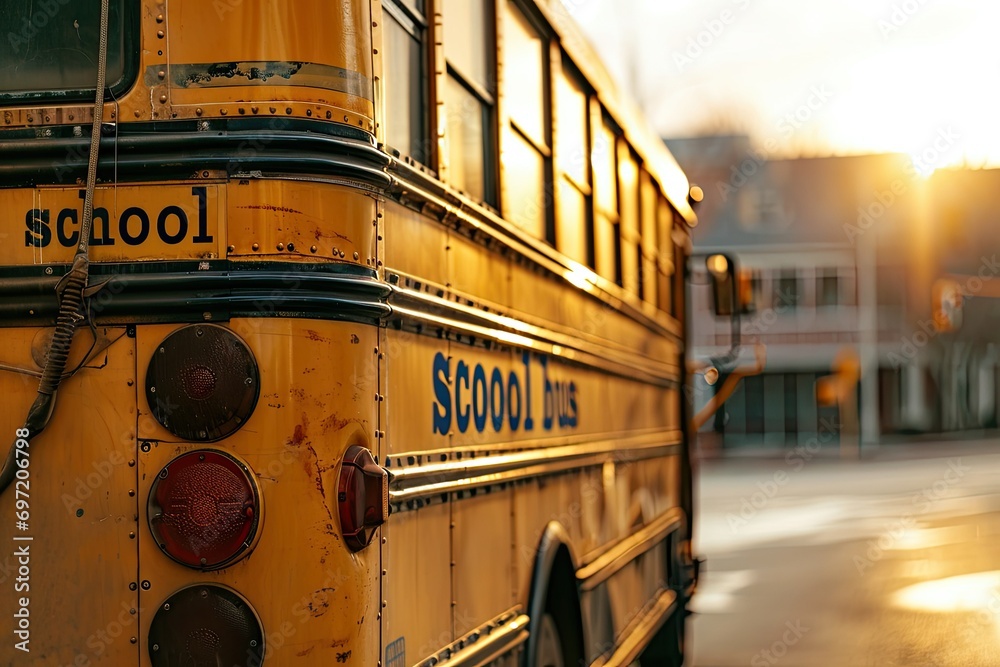 yellow school, bus on the street