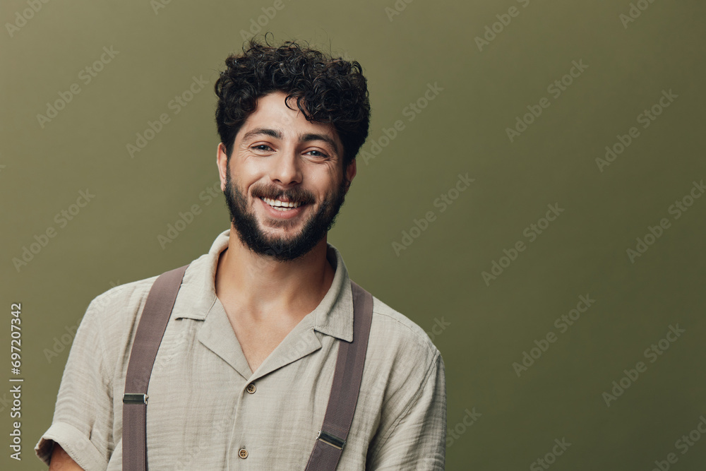 Naklejka premium Guy isolated background young men face happy person portrait