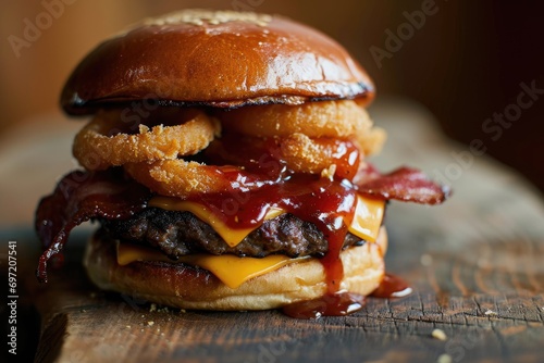 Homemade BBQ Delight: A Culinary Journey of Flavor Unfolds with a Pulled Pork Sandwich, Featuring Shredded Slow-Cooked Pork, Tangy Barbecue Sauce, and Fresh Coleslaw Nestled in Soft Buns.






