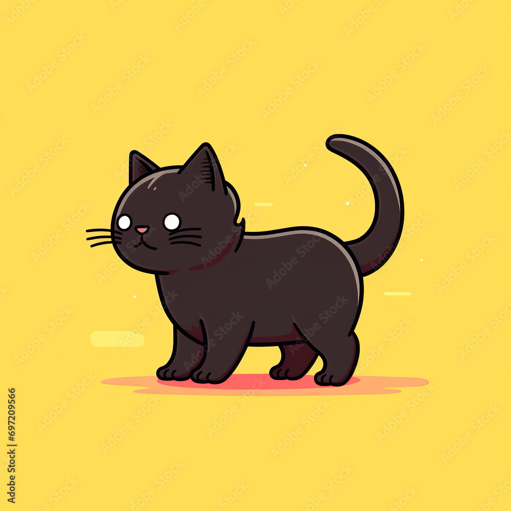 Minimalist 2d cat logo with solid background Minimalist 2d cat logo with solid background