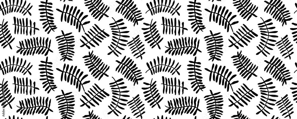 Tropical leaf wallpaper, luxury nature leaves pattern design. Black  leaf line arts, Hand drawn outline design for fabric , print, cover, banner and invitation, Vector illustration.