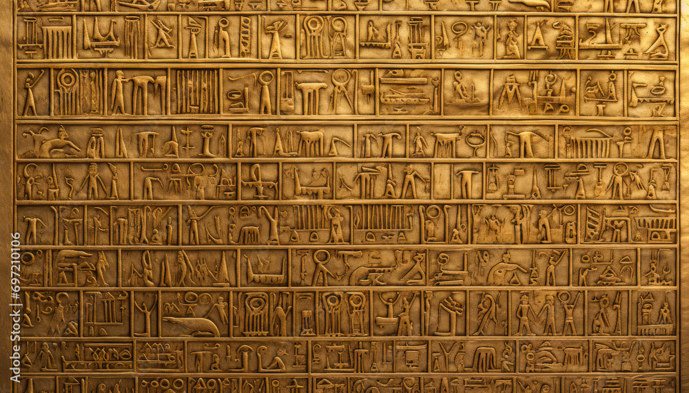 Ancient hieroglyphics symbols hi res stock