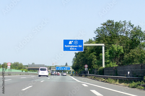 Autobahn 2 Ausfahrt 9, Recklinghausen-Süd in Richtung Hannover © hkama