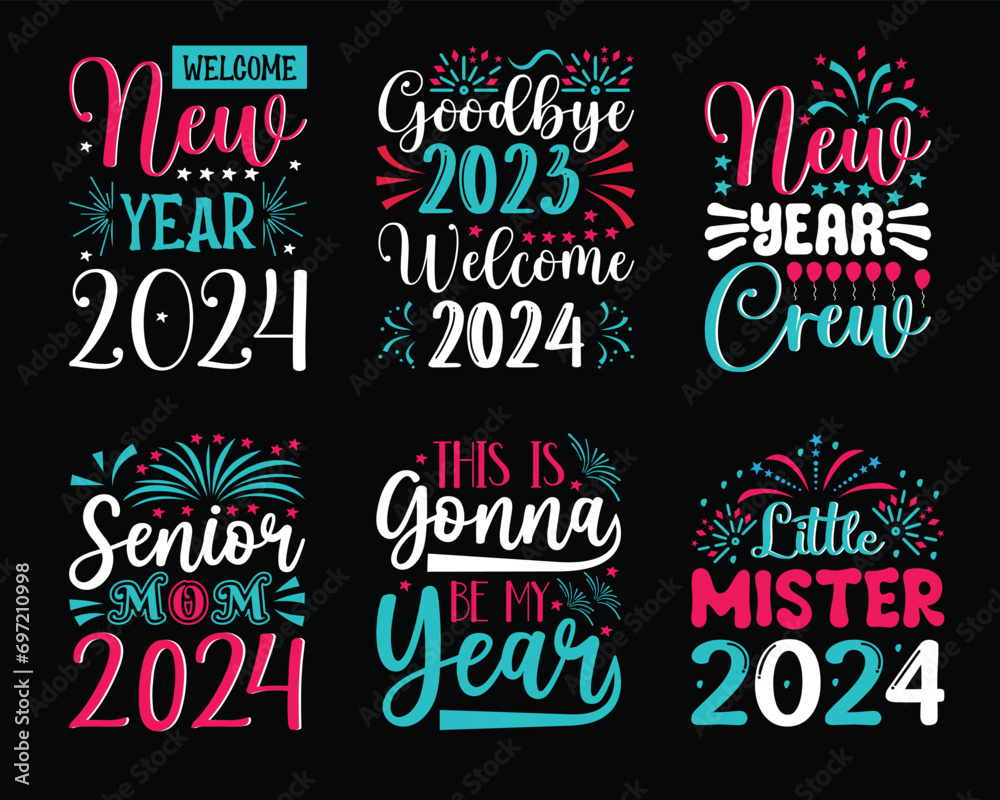 Happy New Year Quotes T-Shirt Design Bundle