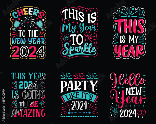 Happy New Year Quotes T-Shirt Design Bundle