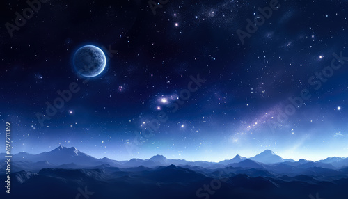 Stars and Celestial Object Shine over Mountain Range © Graphic Dude