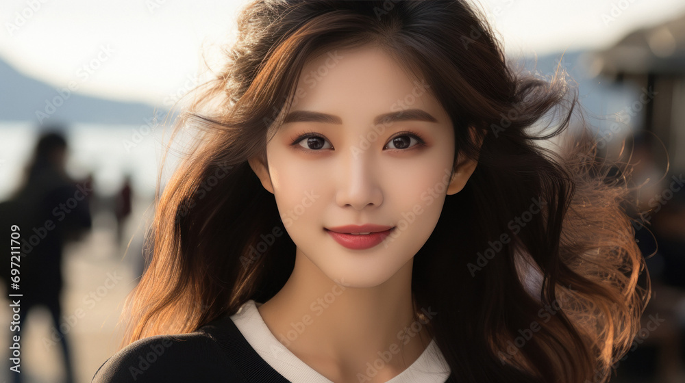 young beautiful woman with attractive hair style young beautiful woman with attractive hair style
