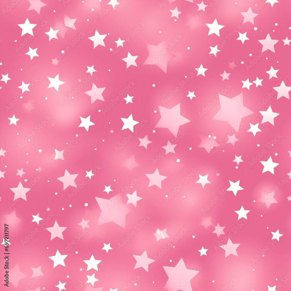 pink shiny stars scattered on a pink, seamless pattern. High quality photo