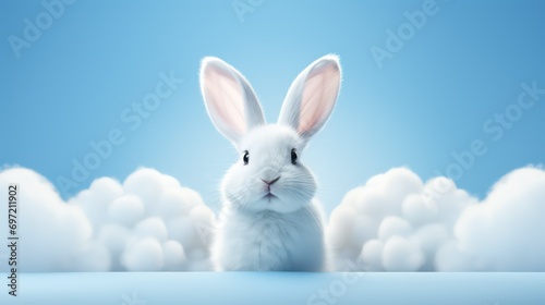 white rabbit on blue sky background © Ghulam Nabi