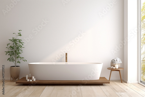 3d rendered Minimal style black theme Modern bathroom interior design with bathtub © Irfan Hameed