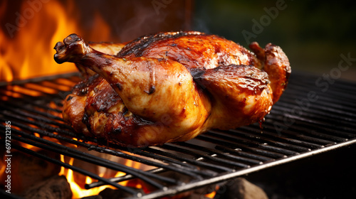 Roast chicken on BBQ. Generative AI