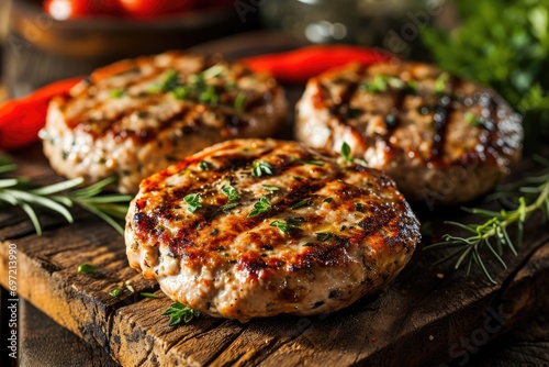 Grill Perfection: Dive into the World of Flavor with Grilled Turkey Burgers, Where Lean, Seasoned Patties Infused with Herbs and Spices Create a Tasty and Savory Culinary Masterpiece.






 photo