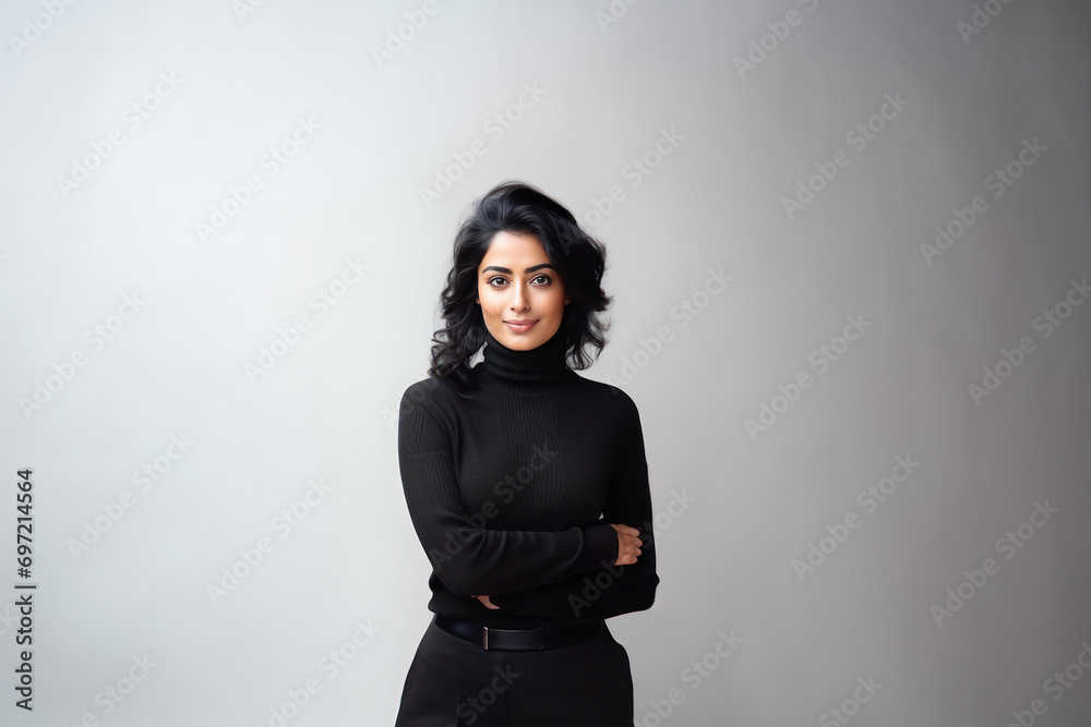 young indian stylish woman wearing turtleneck sweater young indian stylish woman wearing turtleneck sweater