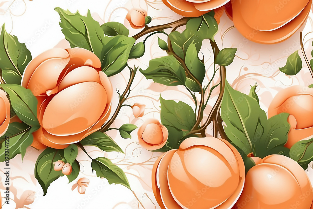 New seamless pattern Peach, Digital art