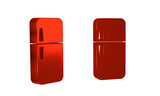 Red Refrigerator icon isolated on transparent background. Fridge freezer refrigerator. Household tech and appliances.