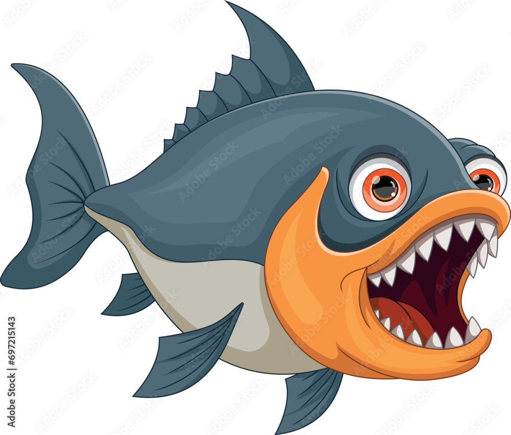Naklejka premium Angry Piranha cartoon