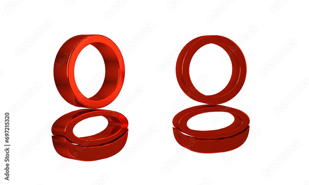 Red Makeup powder with mirror icon isolated on transparent background. Red Makeup powder with mirror icon isolated on transparent background.