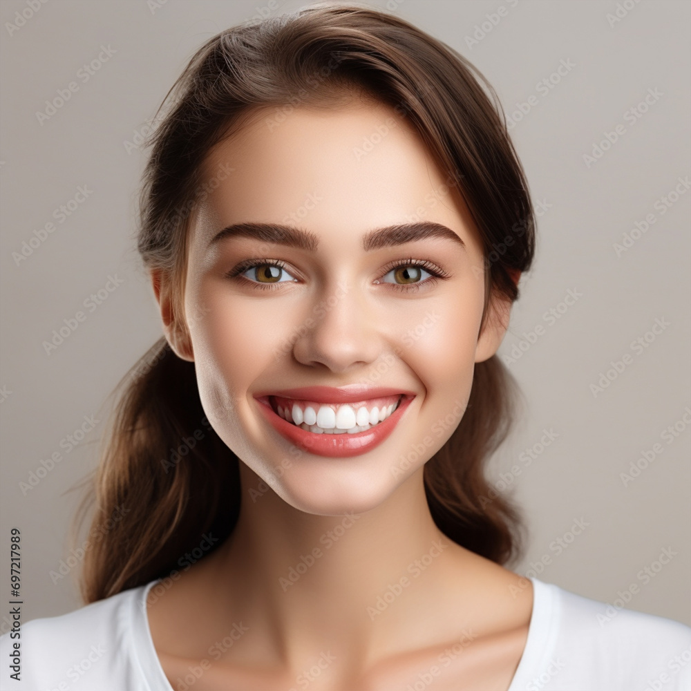 Beautiful wide smile of young fresh woman with great healthy white teeth. Isolated over background Beautiful wide smile of young fresh woman with great healthy white teeth. Isolated over background