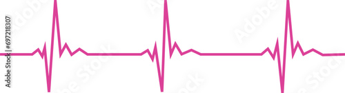 Heartbeat line. Emergency ekg monitoring. Vector Illustration. Purple glowing heart pulse. Heart beat. Electrocardiogram