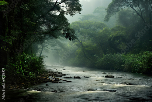 Lush Jungle River. Generative Ai