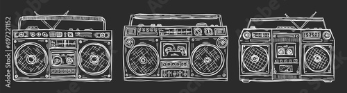 Boombox doodle. 80s boombox. 90s boombox simple sketch. Y2k trendy illustration. Cassette music player doodles. Quirky simple sketch vector. Retro technology.