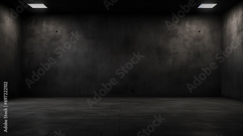 Empty Dark Concrete Room - Great for Creative Project Backgrounds and Virtual Reality Settings © E 