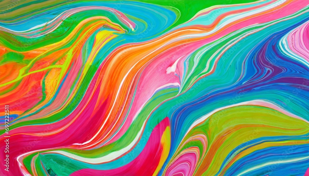abstract marbled acrylic paint ink painted waves painting texture colorful background banner bold colors rainbow color swirls wave generative ai