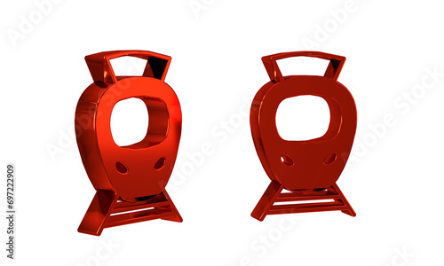 Red Tram and railway icon isolated on transparent background. Public transportation symbol.