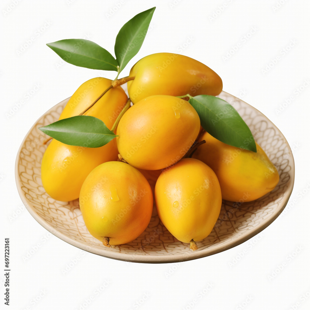 Delicious Plate of Mangos fruits Isolated on a Transparent Background created with Generative Ai
