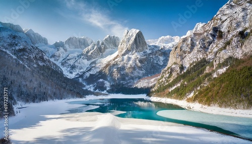 trnovacko lake a frozen alpine jewel in piva national park montenegro photo