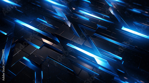 Blue geometric abstract background with backlighting