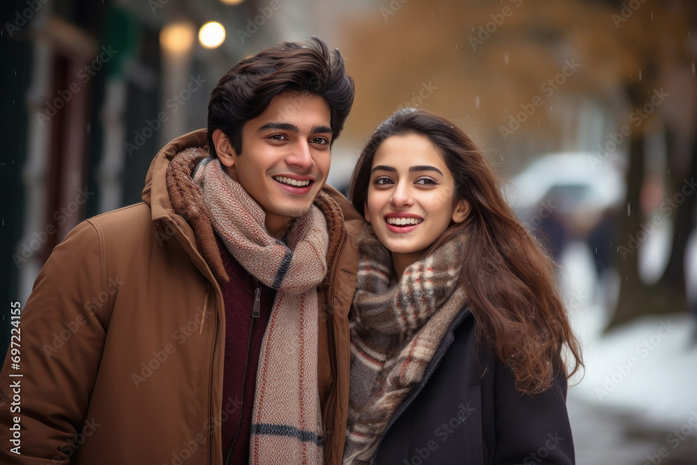 young friends group enjoying in winter young friends group enjoying in winter