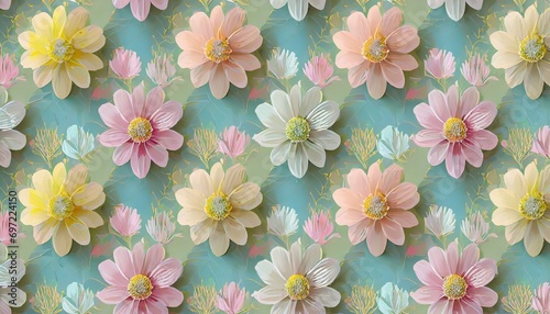 beautiful repeatable flower backdrop texture pattern in pastel colors for seamless wrapping paper or digital paper generative ai © joesph